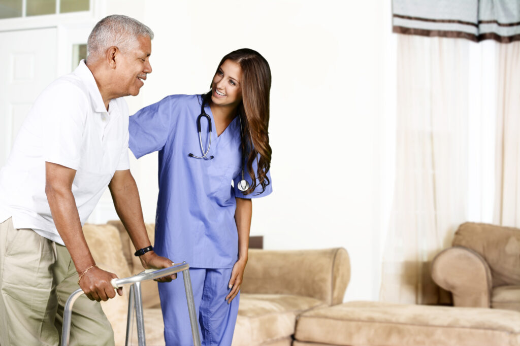 Health Care Worker and Elderly Man